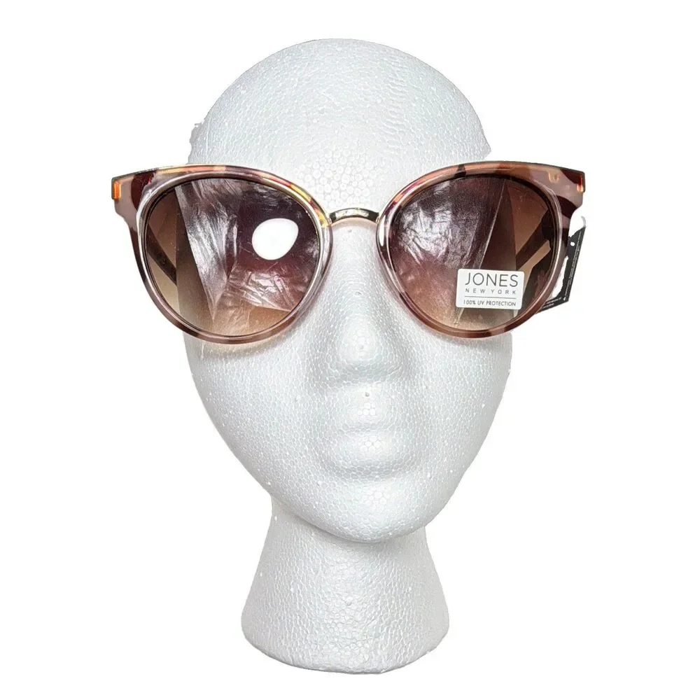Jones New York Women's Round Striped Sunglasses, Brown Frame, 100% UV Protection